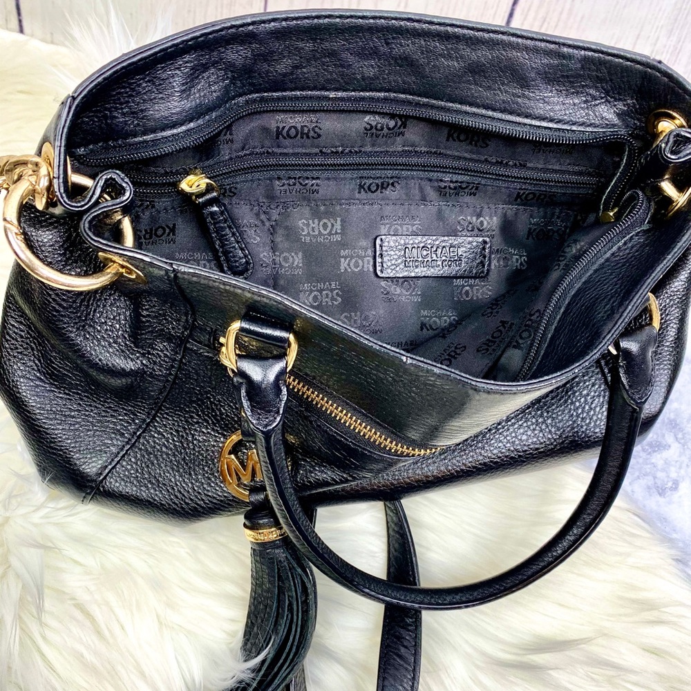 M I C H A E L K O R S : Black & Gold Leather Bag - Picture 6 of 6